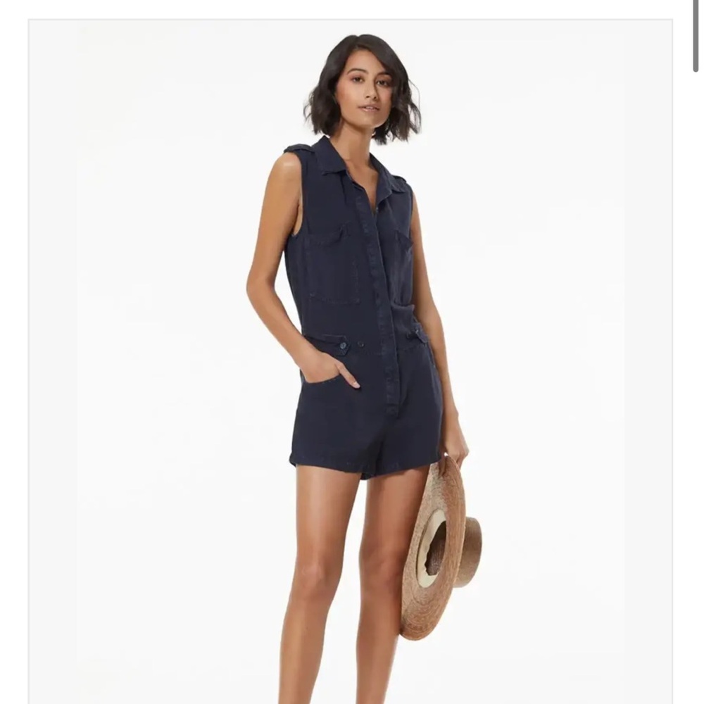Blue/navy YFB Sleeveless Hudson Utility Romper